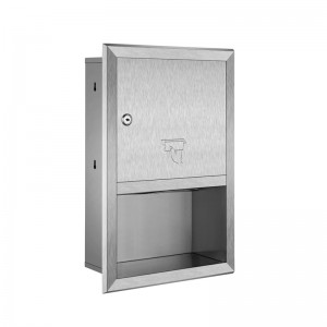 Brushed SUS304 stainless steel recessed mount bathroom toilet Multi-Fold/C-Fold hand tissue paper towel dispenser
