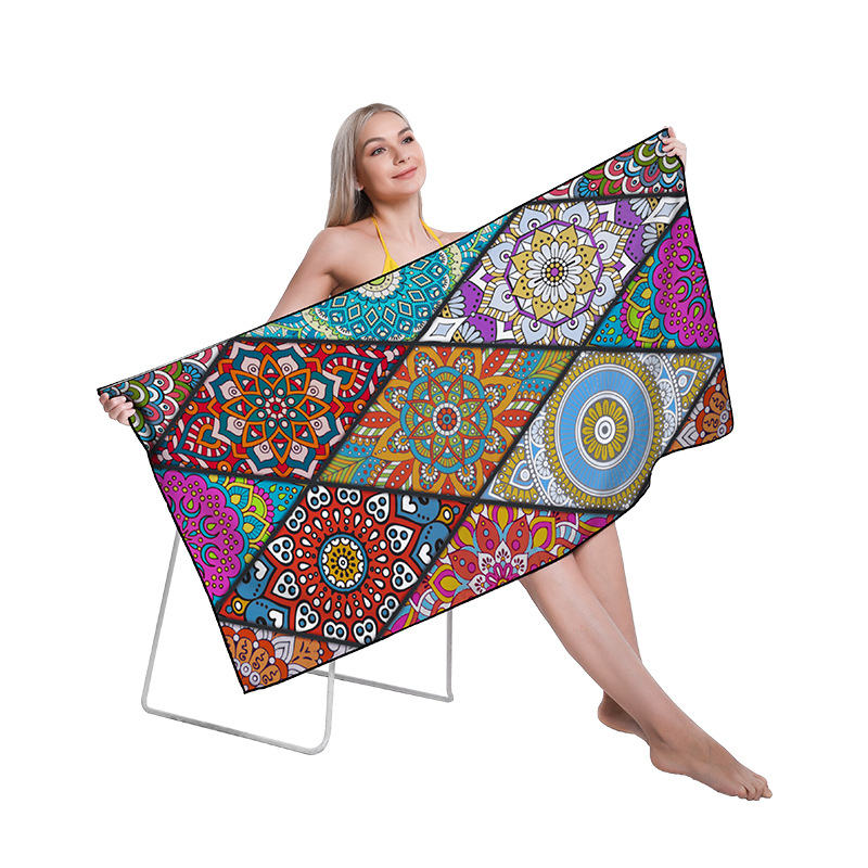 Printed Beach Towel Bath Towel Absorbent Quick Dry Double Sided Fleece Towel Featured Image
