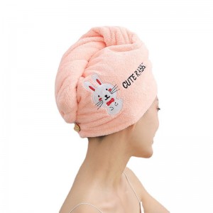 Dry Hair Cap Embroidery Soft Wipe Quick Dry Shower Cap Dry Hair Towel Wrap Turban