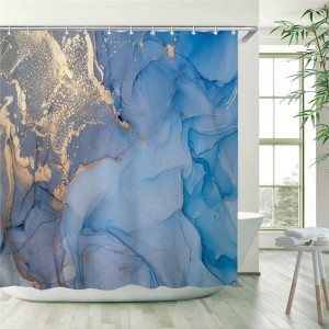 Custom Design 100% Polyester Marble Tub Shower Curtain