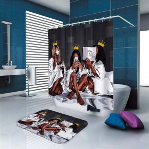 Custom Luxury Waterproof Bathroom Curtain Set of 4 pcs