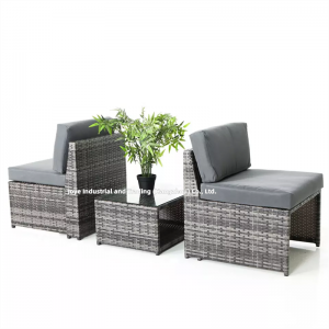 Joyeleisure Timra 3pcs Steel Rattan Lounge Set nga May mga Cushions