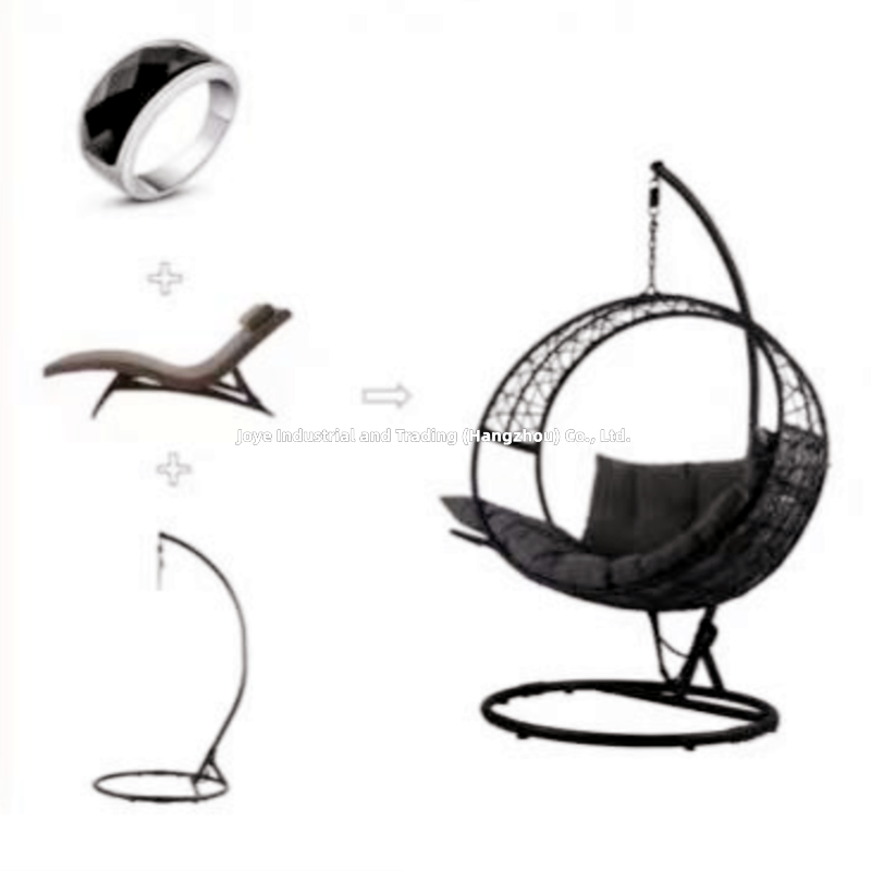 Joyeleisure Magic Ring Metal Wicker Hanging Egg Chair