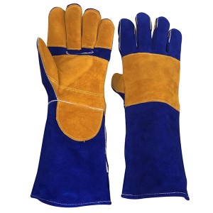 Fire and Heat Resistant Long Leather Welding and Fireplace Safety Gloves