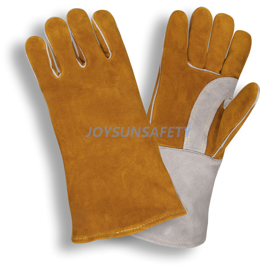 WCBY04 brown welding leather gloves reinforced palm