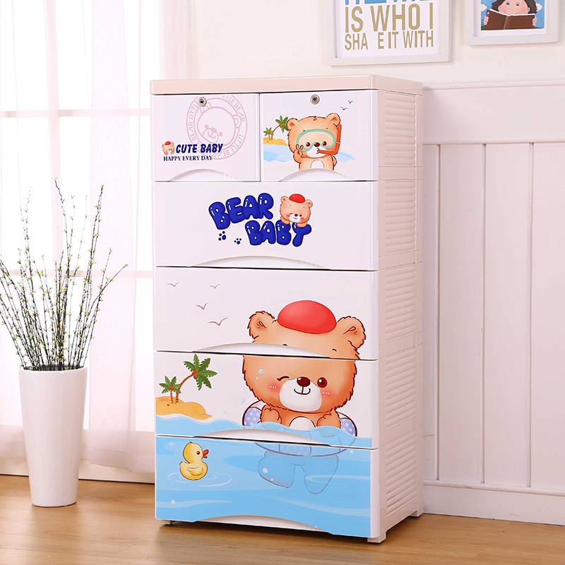 Portable Wardrobes Salas nga Kwarto sa Baby Plastic Storage Drawer Cabinet