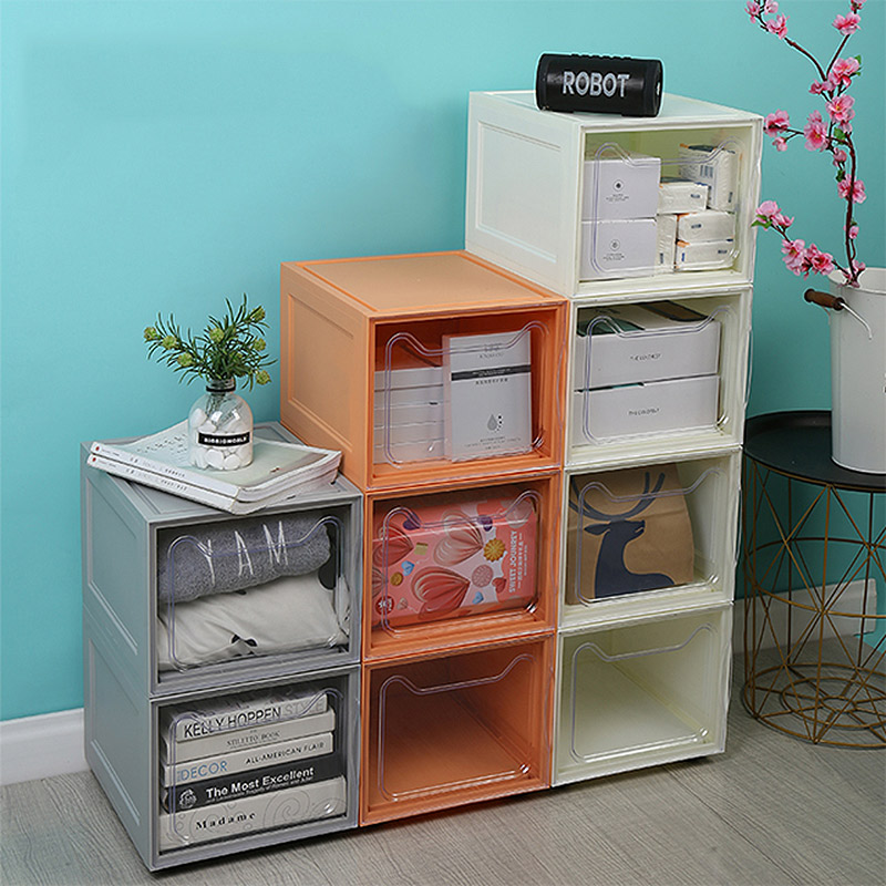 Keena hoʻopaʻa paʻa multilayer plastic transparent stackable cabinet