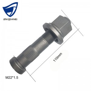 Without MOQ General Truck Wheel Fastener Parts 40Cr Grey Phosphated M22X1.5X110 Hub Bolt Assy