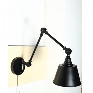 Lámpara de pared con diseño de brazo oscilante ajustable con pintura en aerosol de estilo americano europeo vertical posmoderno