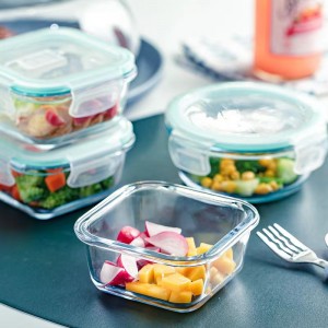 Најпродаванији квадратни херметички контејнери за складиштење хране Организатор за зачине прилагођени стаклени контејнер