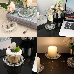 Sula I-Glass Candle Plates 3 Inch Transparent Glass Candle Coaster Holder