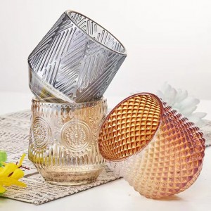 Caurspīdīga rombveida forma Caurspīdīga stikla tējas sveču turētāji Sveču burka Ziemassvētkiem