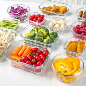 Personalización Recipientes de vidro rectangulares envases de vidro para almacenamento de alimentos de cociña