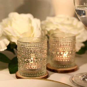 Pielāgojiet caurspīdīga stikla tējas sveces tukšo cilindru apaļo stikla burciņu sveču turētājus