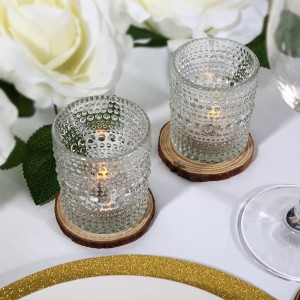 Modifique los candeleros de cristal redondos de los tarros de cristal del cilindro vacío para requisitos particulares del Tealight de cristal transparente