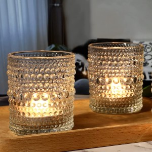 Dostosuj przezroczyste szkło Tealight Pusty cylinder Okrągłe szklane słoiki Świeczniki
