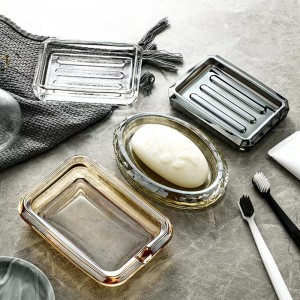 Caixa de vidre de sabó personalitzada Decoració de tocador domèstic Plat de vidre transparent