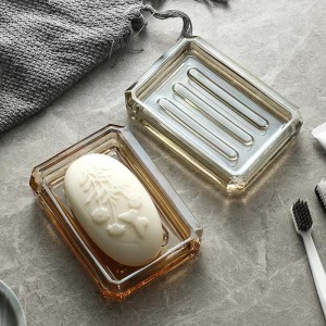 Прилагодено стаклена кутија за сапун, чисто стаклен сад за декорација на суета за домаќинство