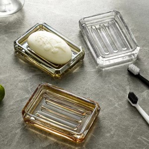 Piatto di vetro trasparente della decorazione di vanità domestica della scatola di vetro del sapone su ordinazione