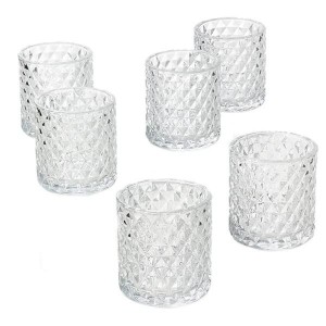 ʻO Cylinder Clear Glass Tealight embossed hobnail glass candle holder