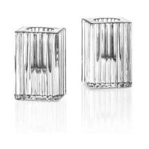 Candelabros decorativos de pilar transparente lucite Clear Glass Tealight Cuboid candelabros