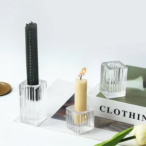 Tempat lilin pilar dekoratif bening lucite Clear Glass Tealight Tempat lilin berbentuk kubus