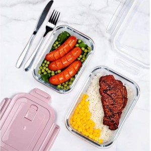 Factory Sale Rectangle Glass Food Prep Containers Chidebe Chosungiramo Magalasi