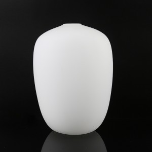 Персонализиран ръчно изработен издухан опалово бял фенер с форма на настолна лампа, основа и капак