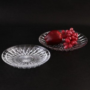 Kualitas luhur Éropa Transparan Glassware Plate Dish Circular Kaca Food Plate