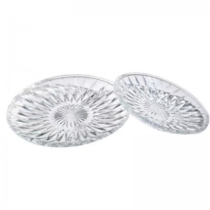 High Quality European Transparent Glassware Plate Dish Circular Glass Food Plate
