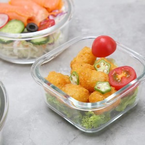 Contenitori per alimenti in vetro quadrato trasparente di alta qualità per alimenti