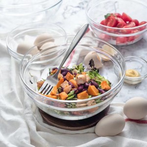 Salad buah kualitas luhur jelas microwave Soda-kapur mangkok kaca keur dahareun