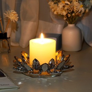 Vendita calda Portacandele Premium in vetro vuoto con fiore di loto per cera di candela