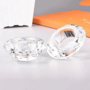 Luxury Transparent Empty Glass Crystal Candle Holders Diamond Shape