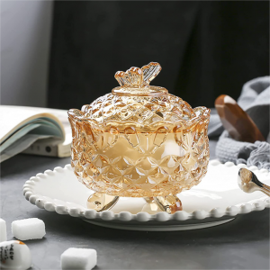 Луксузна шарена класична стаклена тегла за држач за свеќи за домашен декор со свеќи