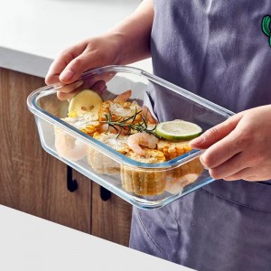 Правоъгълен стъклен контейнер за храна в минималистичен стил Кутия за съхранение на храна