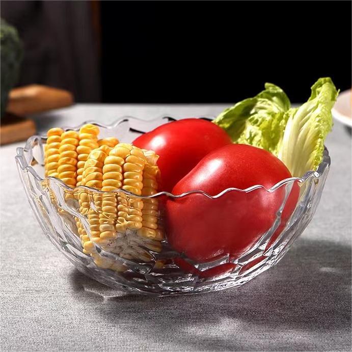 Јединствене рељефне стаклене чиније за храну салата од поврћа и воћа Прозирне стаклене чиније Истакнута слика
