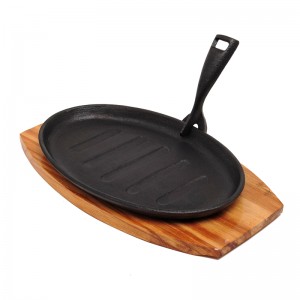 Cast Iron BBQ Grill Pan Steak Fajita Sizzling Platter Plate-911