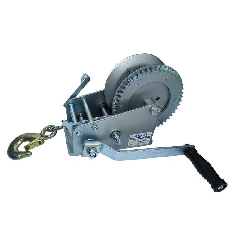 Portable hand winch ຄູ່ມືຂະຫນາດນ້ອຍ crane ສາຍເຊືອກ winch tractor hand capstan crank worm gear winch 1200BL 30M