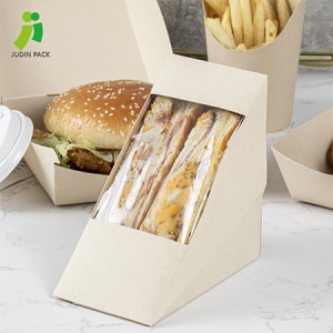 100% biodegradable ug compostable nga kawayan nga papel nga sandwich pie box custom nga disenyo
