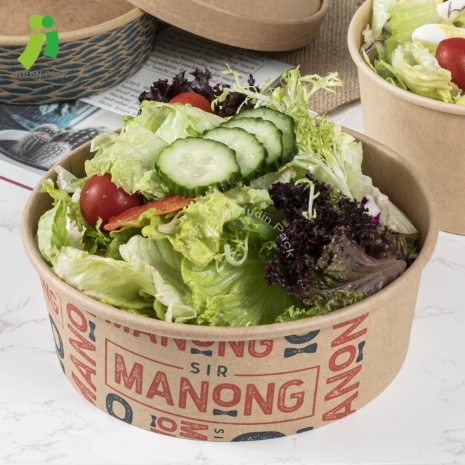 Mangkuk Salad Kertas dengan sisipan dengan Logo Khusus