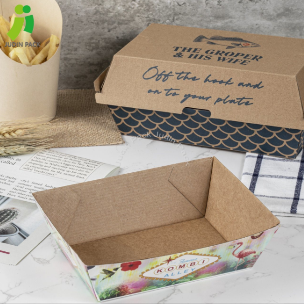 Опаковка от гофрирана кутия за храна от хартия Представено изображение