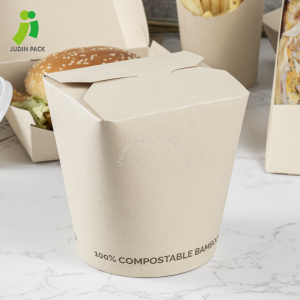100% desain khusus kotak mie kertas bambu biodegradable dan kompos