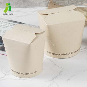100% biodegradável e compostável caixa de macarrão de papel de bambu design personalizado
