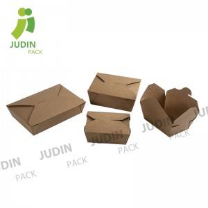Custom Disposable Food Paper Container Kraft Paper Tshem Tawm Lub Thawv Khoom Noj
