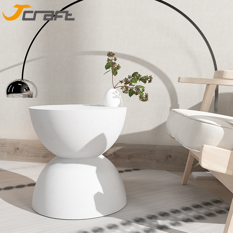 Hourglass shape minimalist style concrete side table