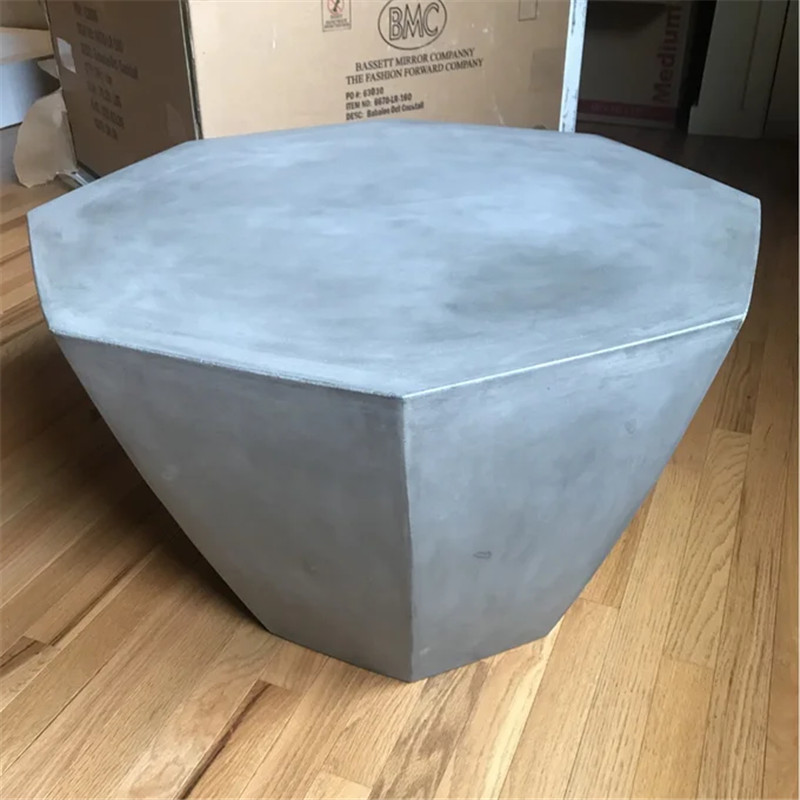 Poliqon dizaynlı beton masa yan stol sehpa