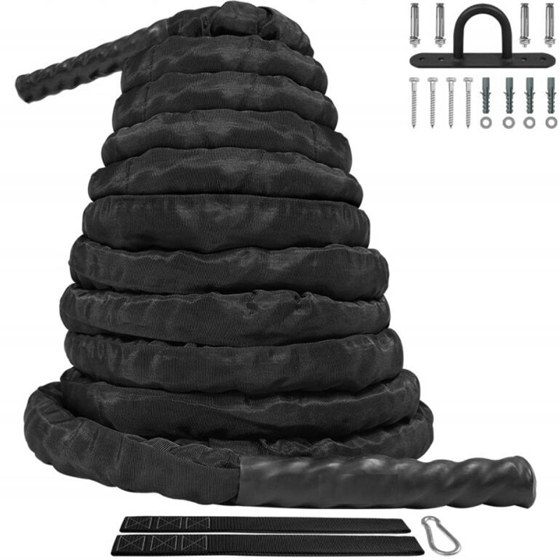 Cvičební lano na bojové cvičení s ochranným krytem – ocelová kotva a popruh součástí balení