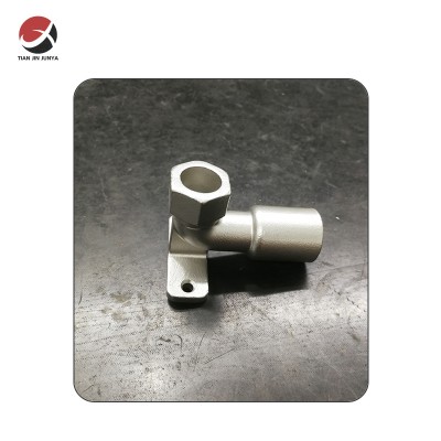 OEM Customized Stainless Steel Investment Casting/Lost Wax Casting Duckfoot Bend with 2-Hole Fastening Gasket Hex Thread by Round Socket End