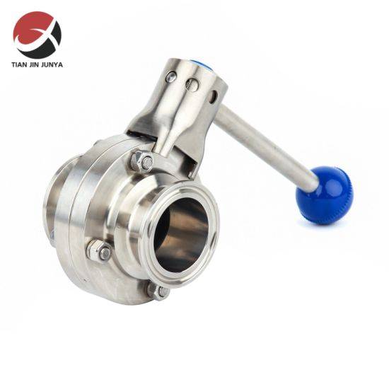 Tianjin Junya Stainless Steel 304 316L ISO DIN Tri Clamp Manual Sanitary Actuator Water Butterfly Valves with Different Types of Handle for Plumbing Accessories